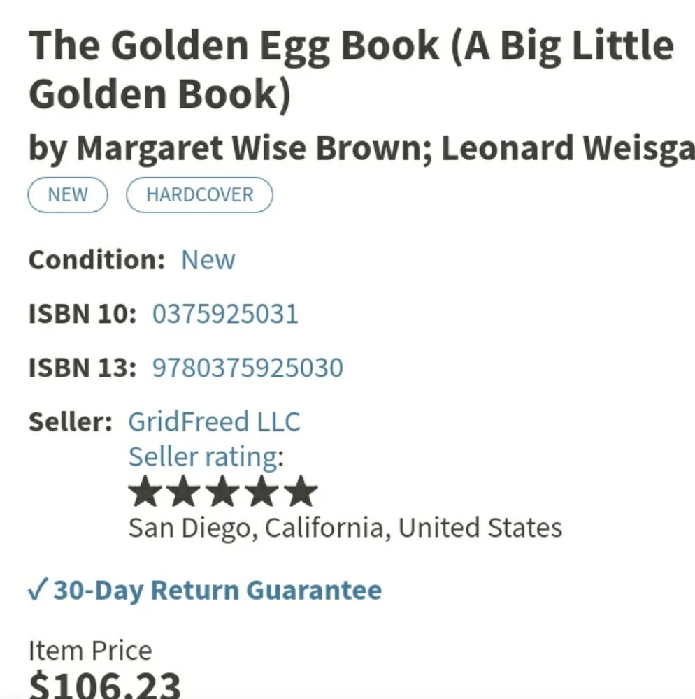 GOLDEN BOOK VINTAGE 1975 THE GOLDEN EGG HARDCOVER AN OLD FASHION STORY